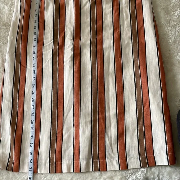 Sezane Pauline Striped Mini Dress in White, Brown, and Tan - Picture 6 of 9